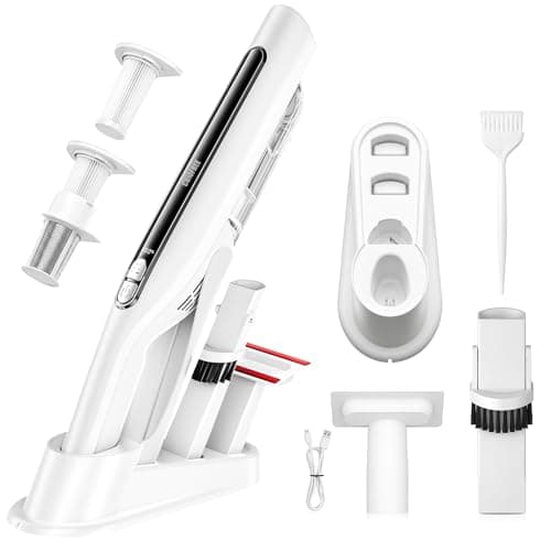 CUIOFREE Handheld Vacuum Cordless,24KPA High Power Car Vacuum with Brushless Motor,LED Light,Charging Dock,Rechargeable Hand Held Vacuum Cleaner with Reusable Filter for Car,Home,Office,Pet Pair,White