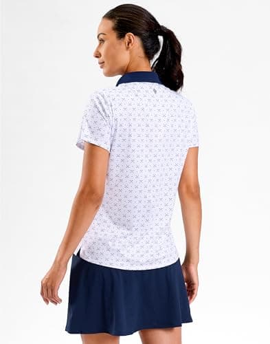 SANTINY Golf Polo Shirts for Women Short Sleeve Quick Dry 3 Buttons Collared Pickleball Shirt Summer Golf Tennis Tops (White Golf Clubs_2XL) - Thumbnail 5