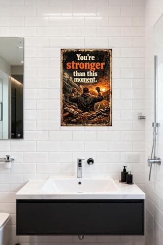 Vintage Tin Sign - You’re Stronger Than This Moment – Motivational Metal Art Poster for Home, Office, Gym, Workshop – Inspirational Quote for Resilience & Strength – 8x12 Inch - Thumbnail 4