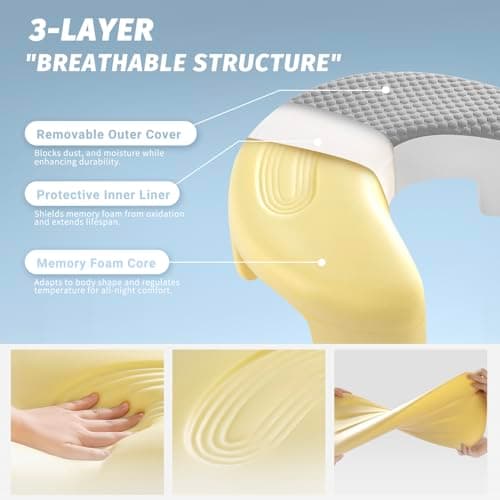 Baigee Side Sleeper Pillow for Adults with Arm Hole (Grey,17"x21") - Thumbnail 3