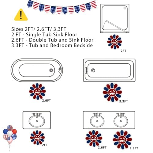 Shovagy Trippy Happy Face Rug 4th of July Bathroom Rugs Patriotic Independence Day Decor Carpet Tufted Quick Dry Non Slip Bath Mats Water Absorbent 3.3FT Red Blue White Bathroom Rugs - Thumbnail 2