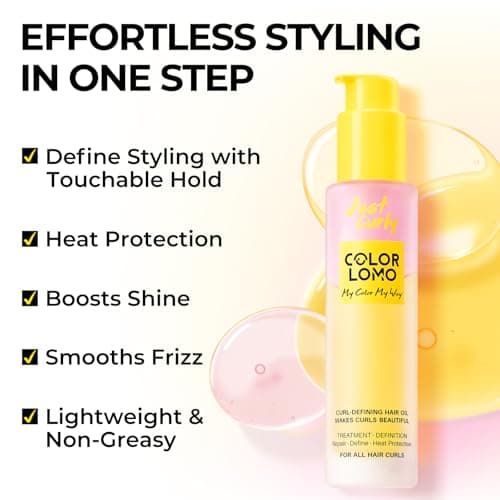 COLORLOMO Styling & Curl Defining Oil Serum | 24-Hour Touchable Hold Hair Oil for Natural & Styled Curly Hair l Heat Thermal Protection, Creates Smooth, Shiny, Lightweight Hair - Thumbnail 3
