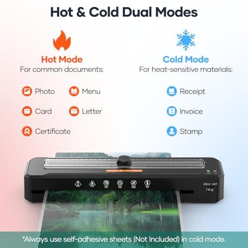 Laminator Machine 13-Inch,A3 Laminator Thermal with10 Laminating Sheets,Cold with Paper Trimmer, Home laminator High-Speed Jam-Free, Low-Noise Laminating Machine(Black) - Thumbnail 3