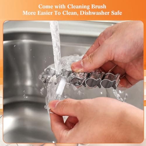 SurgeHai Goldfish Cracker Cutters 2 PCS, Mini Cookie Cutters 304 Stainless Steel Food Safe Grade, Single-Row Goldfish Cutters Designed, Come with Cleaning Brush, Easy To Clean (2) - Thumbnail 5