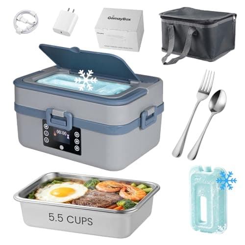 GOMAYBOX Cordless Heated Lunch Box with Ice Pack Portable Electric Food Container Warmer for Adult Rechargeable Bento Box - Image 1
