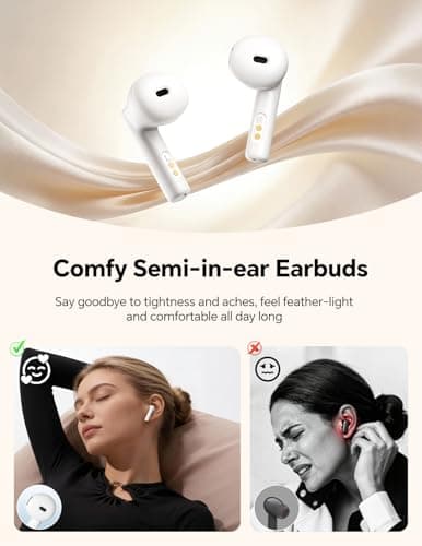 True Wireless Earbuds Bluetooth Headphones: Ultra-Lightweight Bluetooth Earbuds for All-Day Comfort, Waterproof TWS Ear Buds with Mic, 25H Playtime, Earphones for iOS/Android, Work, Commute, Study - Thumbnail 3
