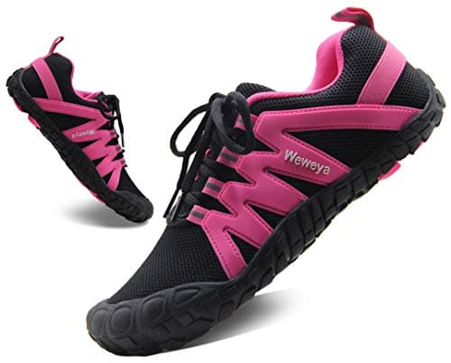 Weweya Women's Barefoot Shoes for Women Workouts Wide Width Shoes Minimalist Road Running Shoes Outdoor Beach Yoga Volleyball Cycling Shoes Cross Training Trainer Black Hot Pink US Size 8 8.5 - Image 1