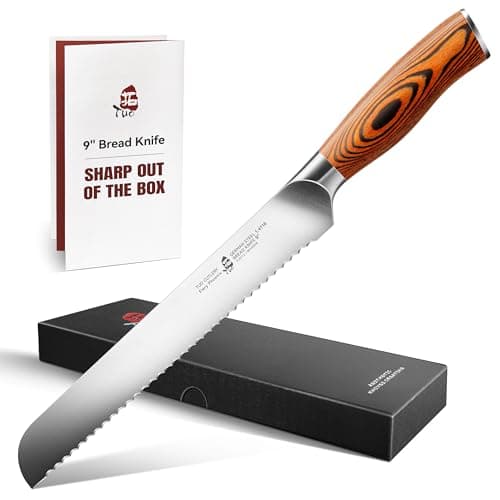 TUO Bread Knife, 9 inch Sharp Serrated Slicing Knife for Homemade Sourdough Bread, High Carbon German Steel, Ergonomic Handle, Gift Box Included - Image 1