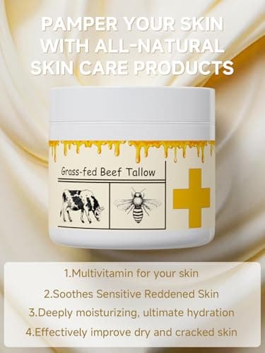 mkzea Beef Tallow for Skin, Beef Tallow, Tallow and Honey Cream, Grass Fed Beef Tallow, Whipped Beef Tallow for Face Moisturizer for All Purpose with Raw Honey Tallow Balm, 2 packs - Thumbnail 3