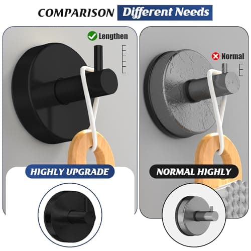 Utobao Suction Cup Hooks for Shower,Shower Hook on Glass,Windows,Tile,Mirrors,Metals,Towel Hooks for Bathrooms for Hanging Towels,Robe,Loofah-Black(2 Pack) - Thumbnail 4