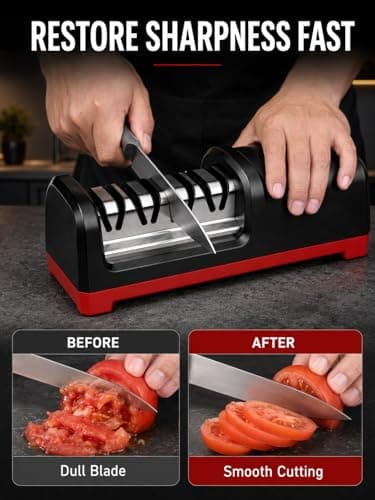 4-Stage Electric Knife Sharpener, Heavy Duty Knife Sharpener with 20° Precision Angle for Straight, Serrated & Ceramic Knives, 100% Diamond Abrasive, Resin Polishing - Thumbnail 2