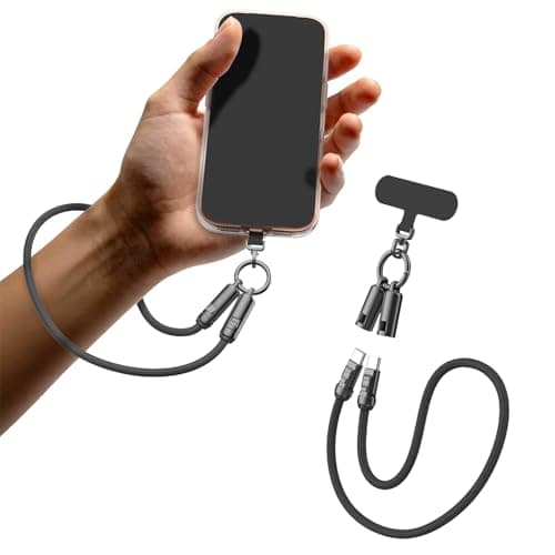 VISAGLOR Phone Lanyard USB C Cable, PD240W USB C to USB C Cables, Cell Phone Strap Universal Cell Phone Neck lanyard for 1Phone17/16/15, Samsung Galaxy, Google Pixel (1ft) - Image 1