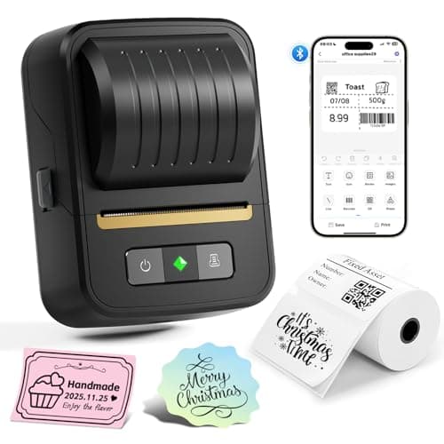 NADAIIN Label Maker Machine with Tape, Bluetooth Thermal Label Printer for Small Business, Address, Barcode, Logo, Clothing, Label Makers for Office Home School - Image 1