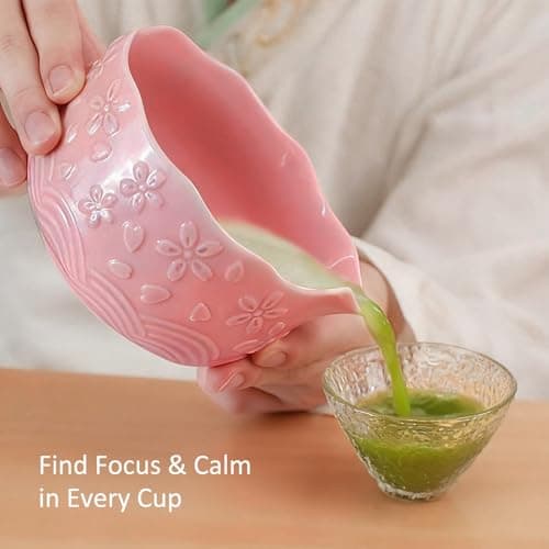 VENSEEN Matcha Whisk Set, 8 Pcs Matcha Kit with Ceramic Japanese Matcha Bowl & Accessories Kit for Traditional Tea Ceremony, Home Use & Gifts for Matcha Lovers (Pink) - Thumbnail 2