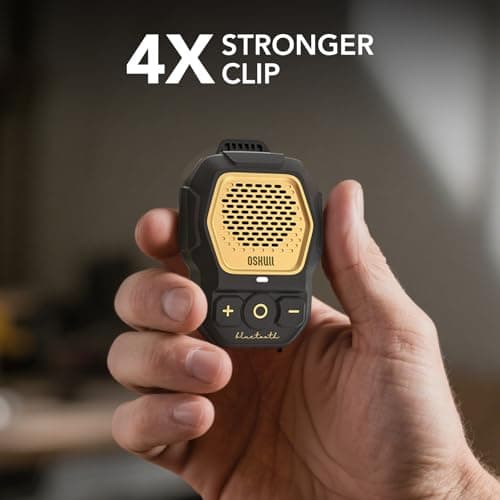 MFish Wearable Bluetooth Speaker, Clip-On Mini Portable Speaker with Built-in Mic for Hands-Free Calls, IPX67 Water/Dust Resistant, Ultra-Lightweight, Playtime, 4X Strong Clip Gold - Thumbnail 5