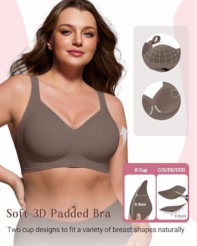 As Fairy Seamless Wireless Bra for Women Supportive Full Coverage Plus Size Bralette Comfort Bra for Older Women(Grey 38D) - Thumbnail 3