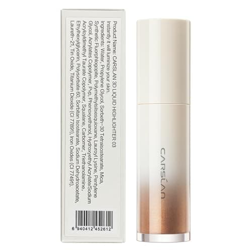 CARSLAN 3D Liquid Highlighter Makeup, Shimmer, Glowing Contour Stick, Smooth & Lightweigh Face Illuminator, Moisturizing, Blendable Cream Highlighter Dewy Finish, 03 Bronze Cold - Thumbnail 5