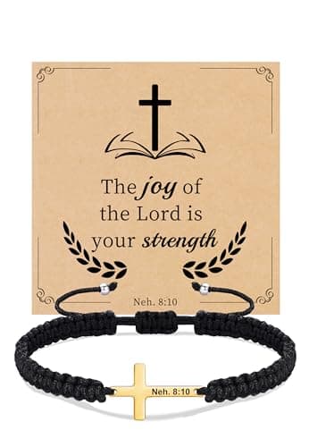 Sistble Mothers Day Gifts for Teens, Inspirational Bracelets for Women Christian Gifts Gold Cross Bracelet Jesus Bible Verse Religious Baptism Confirmation Gift for Daughter Handmade Jewelry - Image 1