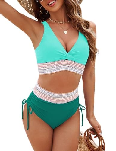 Edelqual Womens Sexy 2 Piece Bikini Sets Cheeky High Cut Bathing Suit Color Block Swimsuits 2026 - Image 1