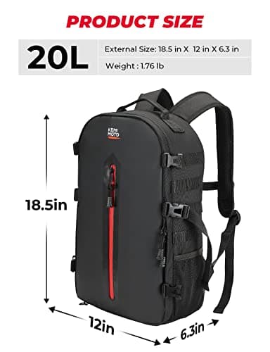 KEMIMOTO Motorcycle Helmet Backpack, 20L Storage Bag with Expandable Hidden Net for Full Face Helmet, Riding & Daily Commute Gift for Men - Thumbnail 6