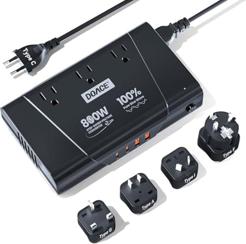 DOACE 800W Pure Sine Wave Voltage Converter US to Europe- 220V to 110V Converter for European Travel, No Limitation Step Down Transformer w/ 35W PD for Hair Straightener Curler CPAP Laptop Cell Phone - Image 1