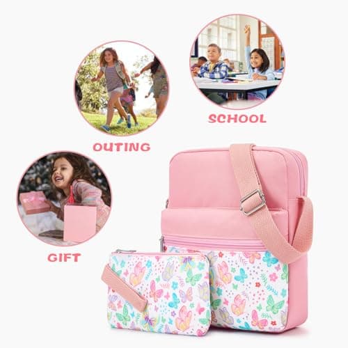 WOOMADA 2pcs Canvas Bag Crossbody Purses Cross Body Bag Messenger Bag CrossBody Purse Set(Petal Wings) - Thumbnail 6