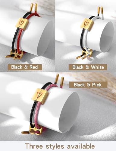 COTATI Matching Couple Bracelets for Him and Her, Friendship Relationship Promise Bracelet for Boyfriend Girlfriend, Anniversary Love Jewelry Gifts Set (Black-White) - Thumbnail 6