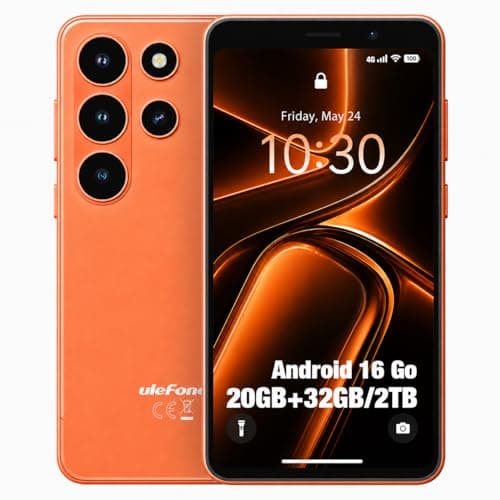 Ulefone Note 22 Unlocked Smartphone, Android 16 Go, 5.0-inch Compact Cell Phone, 20GB RAM 32GB ROM, 2TB Expandable, Removable 3000mAh Battery, Dual SIM 4G, Face Unlock, Type-C (Cosmic Orange) - Image 1