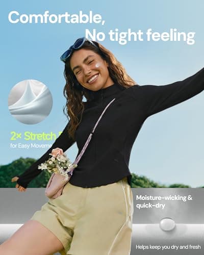 BENEUNDER Women's UPF 50+ Sun Protection Cooling Athletic Jacket Full Zip Long Sleeve Slim Fit Outdoor Running Pocket - Thumbnail 6