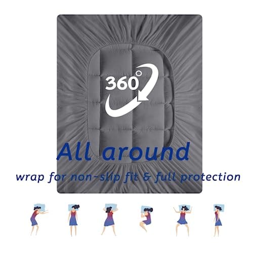 MATBEBY Extra Thick Twin Mattress Topper, 39"x75", Dark Grey, Breathable, Quilted Fitted, Deep Pocket, Machine Washable - Thumbnail 6