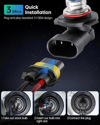 littlelucky 9005/HB3 Halogen Bulbs, 3800k Warm White Light, 300% Brighter, High Performance 12V/60W Halogen Light for Fog Light, High/Low Beam Replacement Bulb, 1200H Lifespan, Plug&Play 2 Pack - Thumbnail 6