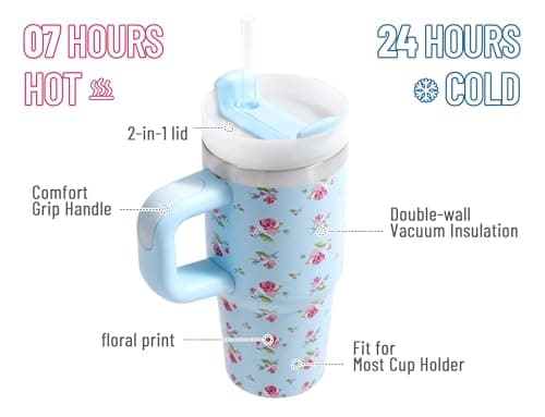 DLOCCOLD 16 oz Stainless Steel Tumbler with Lid and Straw, Double Wall Vacuum Insulated Travel Tumbler with Straw Cover Cap, Reusable Travel Coffee Mug, Cupholder Friendly, Leak Resistant - Thumbnail 2