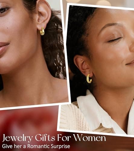 adoyi Gold Hoop Earrings Set for Women Gifts 14K Gold Plated Jewelry Sets Twisted Huggie Hoop Earrings Lightweight Valentine Anniversary Birthday Friendship Gift for Women - Thumbnail 6