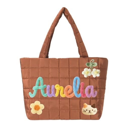 Mother's Day Personalized DIY Down Travel Bag. Quilted shoulder bag, customizable with names and cute expressions. A thoughtful gift for your best friend, loved ones, or your mom this Mother's Day. - Image 1