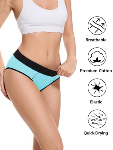 CleainKorte Womens Underwear Cotton Mid Rise Hipster Panties - Soft Stretch Breathable Briefs for Ladies 5 Pack XXL - Thumbnail 3