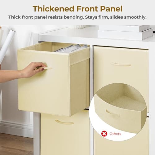 StorageWorks Beige Storage Cubes, 13x13 Storage Cube Bins with Handle, Cube Storage Organizer Bins for Shelves and Closet, Collapsible Storage Bins, 4-Pack - Thumbnail 3