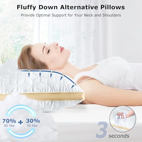 mislili Cooling Pillows King Size Set of 2, Luxury Hotel Quality King Pillow 2 Pack, Gusseted Down Alternative Bed Pillows for Sleeping, Supportive and Comfortable, Machine Washable - Thumbnail 4