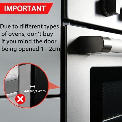 2-Pack Oven Lock Child Safety - Oven Baby Proofing Door Lock with Heat-Resistant Adhesive, No Drill - Safety Locks for Ovens/Stoves/Dishwashers to Keep Toddlers Pet Safe (Check Size for Fit) (Black) - Thumbnail 2