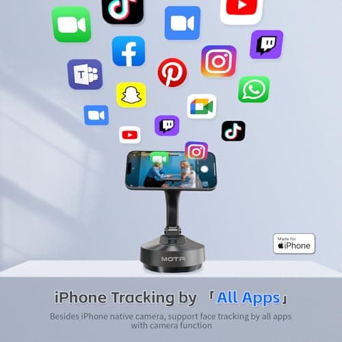 COMITOK Magnetic Auto Face Tracking Stand Tripod MOTA for iPhone Follows Your Movement Hands-Free Video Recording with 360 Degree Holder for Livestreaming, Vlog, Support Tiktok, YouTube - Black - Thumbnail 3