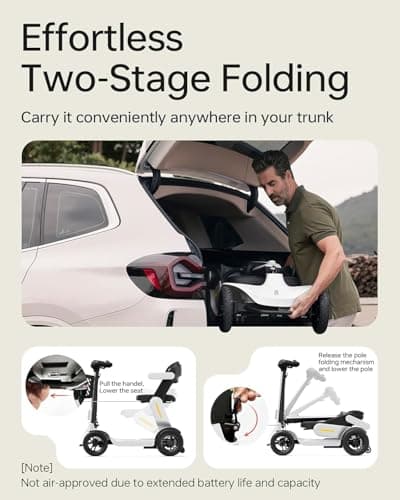Mobility Scooter for Adult, 25 Miles Endurance Lightweight Mobility Scooter, Folding Mobility Scooters for Adult, Powered Mobility Scooter All Terrain Motorized Scooter Collapsible - Thumbnail 3