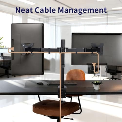 Livotica Dual Monitor Mount, Fully Adjustable Dual Monitor Stand for 13"-27" Screens, Holds Up to 22lbs Per Arm with C-Clamp & Grommet Base - Thumbnail 6