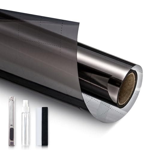 One Way Privacy Window Film,Sun Blocking Window Film with 3 Tools, Heat & UV Blocking Window Tint Film for Home, Easy Install DIY Office Window Covering See Out Not in (17.5 x 78.7 Inch, Black) - Image 1