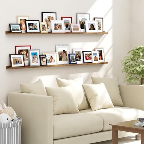 Vittanly 4x6 Picture Frame Set of 4, Display Pictures 3.5x5 with Mat or 4x6 without Mat, Photo Frames for Wall or Tabletop Display, Engineered Wood with Shatter Resistant Plexiglass, Natural Wood - Thumbnail 3