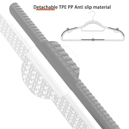 MLKJHHI 60 Pack Heavy Duty Plastic Hangers, Non Slip Clothes Hangers with Rubber Pads and 360° Hook - Thin Space Saving Hanger, Closet Organizer for Shirt, Pants, Suit, Skirt,Coat - Gray - Thumbnail 3