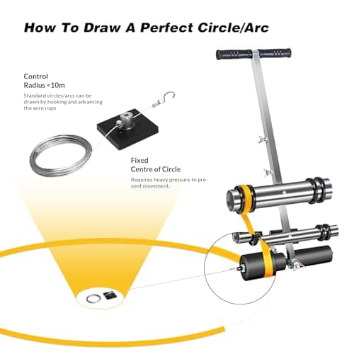 TuToing Court Line Tape Machine, Hand Push Type Parking Lot Line Striping Machine, Basketball Court Marking Kit with Drawing Circle, Width Adjustable for Asphalt Or Concrete, Driveway, Road Warning - Thumbnail 4