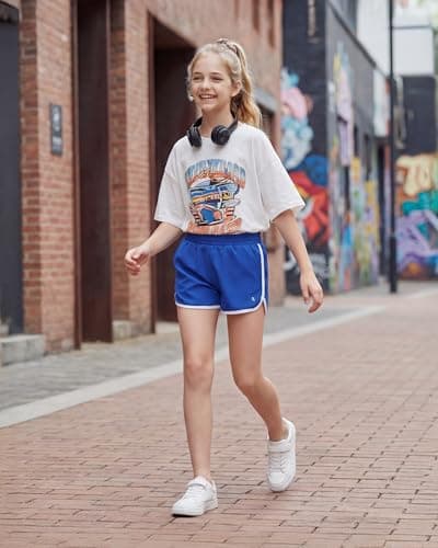 Stelle Girls Athletic Shorts with Pockets Quick Dry Running Shorts Gymnastics Basketball Short for Teen Kids Royal Blue XL - Thumbnail 2