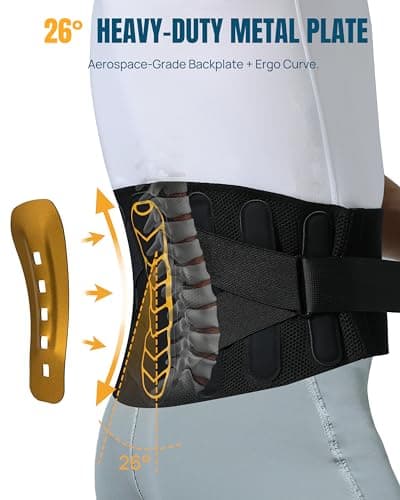 LVMEVIS® 7 Reinforced Stays Back Brace For Men, Breathable 4D Knit Lower Back Brace For Women, Heavy-Duty Metal Plate Lumbar Support Belt,Ideal For Office Workers & Lifting Heavy Object - Thumbnail 4
