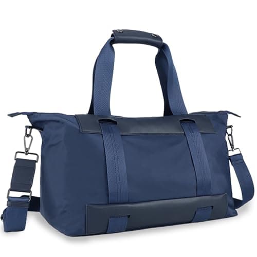 U+U Duffle Bag for Gym and Travel, Carry On Personal Item with Padded Laptop Sleeve, Water Resistant Weekender Overnight Bag (Dark Blue) - Image 1