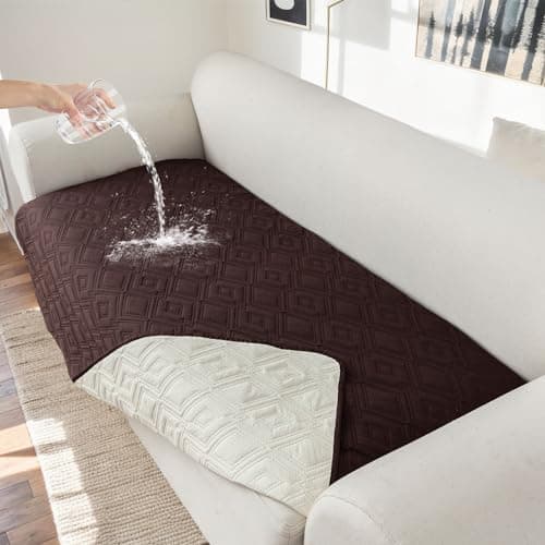 Genina 100% Waterproof Couch Cover for 4 Cushion for Dogs, Anti-Slip Sofa Covers Washable Couch Covers for Sectional L Shape Furniture Cover, 1 Piece (Chocolate, Sofa X-Large) - Image 1