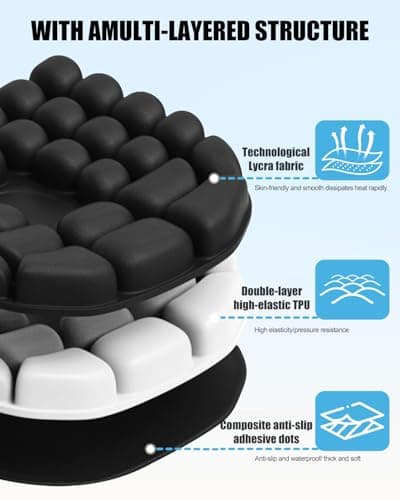Inflatable Seat Cushion for Travel, 2" Thick Airplane Seat Cushion for Long Flights with Hand Pump & Included Eye Mask, Portable Air Chair Pad for Office, Car, Stadium & Wheelchair, 18.7"x17" - Thumbnail 4